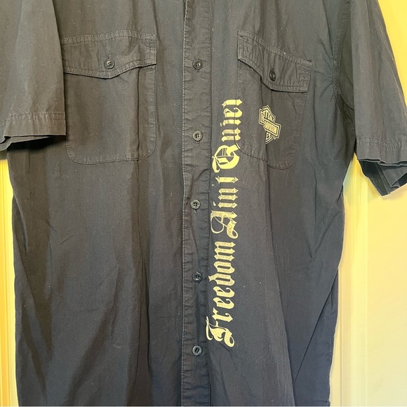 Harley Davidson men 100% cotton Freedom Ain’t Quiet button up short sleeve. Sz L - Picture 9 of 10